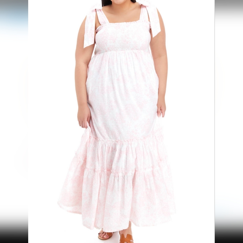 Crown & Ivy pink tie shoulder maxi dress NWT